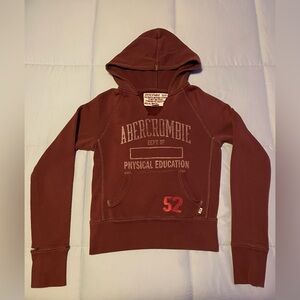 Vintage Abercrombie & Fitch Women’s Pullover Hoodie - SMALL - Maroon | Y2K